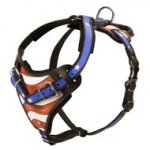 American Flag Painted Leather Collie Harness for Agitation Training