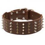 Extra Wide Leather Spiked and Studded Collie Collar