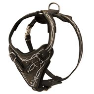 Painted Leather Collie Harness for Walking and Training