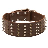 Extra Wide Leather Spiked and Studded Collie Collar
