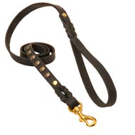 Studded Leather Collie Leash for Dog Walking and Training