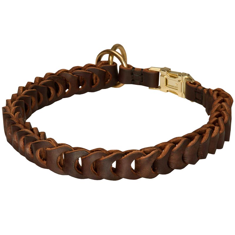 Collie Choke Leather Collar Braided [C61121 Braided Leather Collar