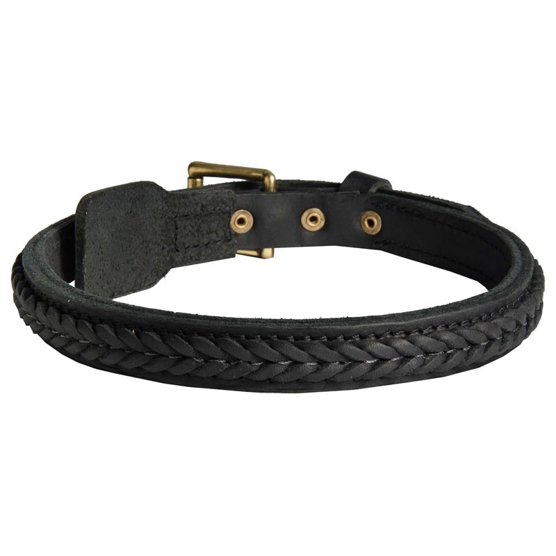 Collie Braided Leather Collar 1 Inch
